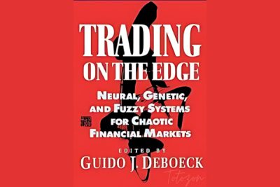 An array of trading screens displaying complex data analyses influenced by Guido J. Deboeck's innovative trading strategies.