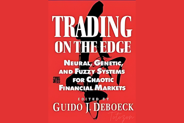 An array of trading screens displaying complex data analyses influenced by Guido J. Deboeck's innovative trading strategies.