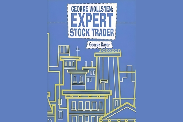 An old trading floor bustling with traders symbolizing George Wollstens era of stock and grain trading 1