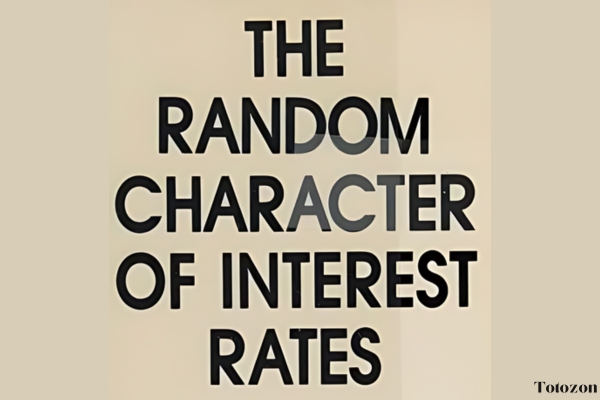 Graph illustrating the random fluctuations of interest rates over time.