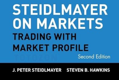 J. Peter Steidlmayer analyzing the Market Profile chart on his computer, highlighting key trading levels.