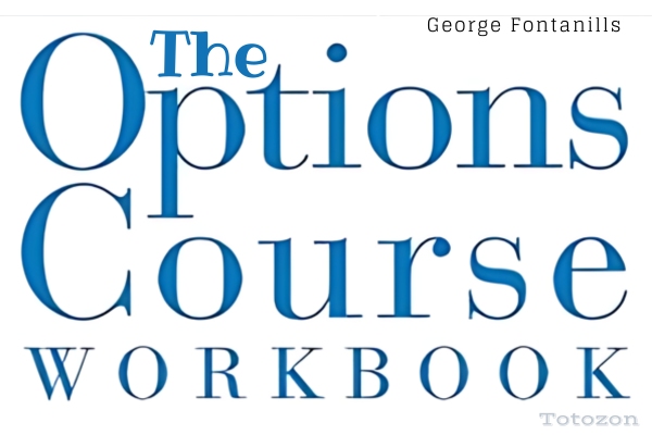 Trader analyzing options charts and strategies in a workbook.