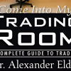 A trader analyzing charts in a trading room, representing the comprehensive trading approach taught by Alexander Elder