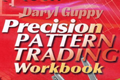 A trader working through the Precision Pattern Trading Workbook by Daryl Guppy, analyzing chart patterns.