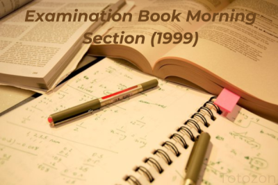 A vintage classroom with students taking a rigorous morning examination in 1999