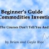 An informative guide open on a table, illustrating various commodities like gold, oil, and grains, reflecting investment strategies and market analysis.