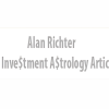 Astrologer analyzing financial charts with planetary positions