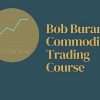 Bob Buran teaching a commodity trading course with charts and market analysis on screen.