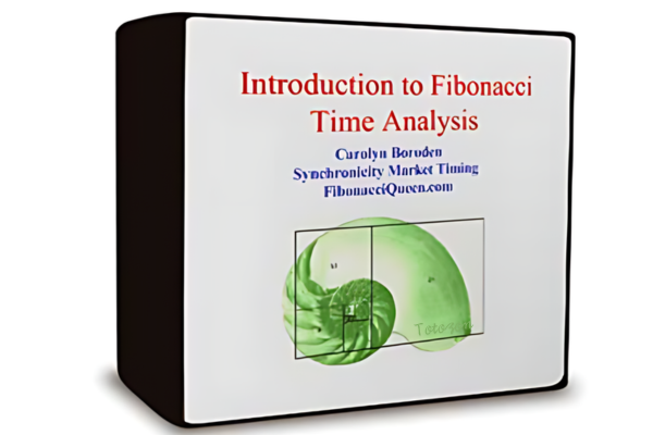 Carolyn Boroden analyzing Fibonacci time charts on a digital display