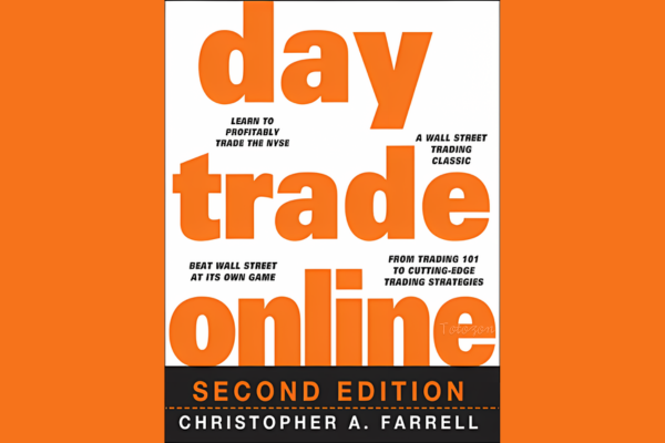 Christopher Farrell holding his book Day Trade Online at a trading seminar 1