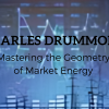 Complex geometric patterns overlaid on a stock market chart, illustrating dynamic market analysis.