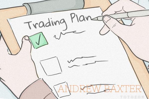 Illustration of a trader analyzing market charts and developing a trading plan