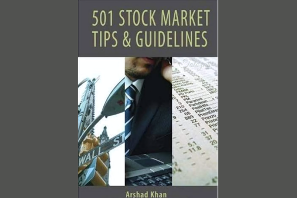 Image of Arshad Khan’s book cover next to a stock market analysis chart on a digital tablet.