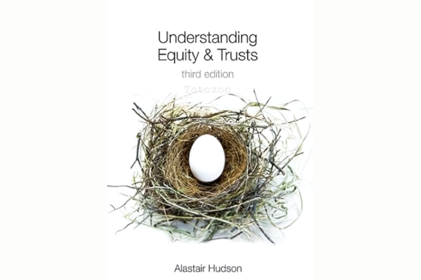 Legal professional explaining equity and trusts concepts with books and charts 1