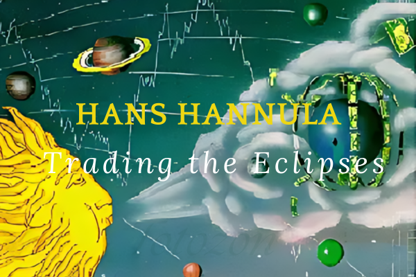 Stock market chart with eclipse illustration symbolizing market volatility during celestial events.