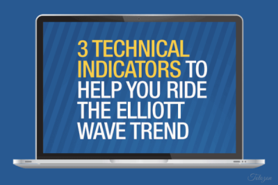 Trader analyzing Elliott Wave patterns on a financial chart using technical indicators.