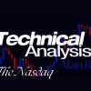 Trader analyzing Nasdaq charts and technical indicators.