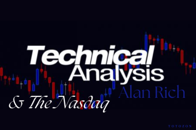 Trader analyzing Nasdaq charts and technical indicators.