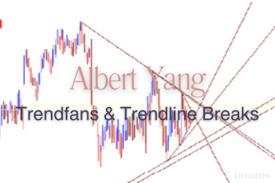 Trader analyzing trendlines and trendfans on a price chart