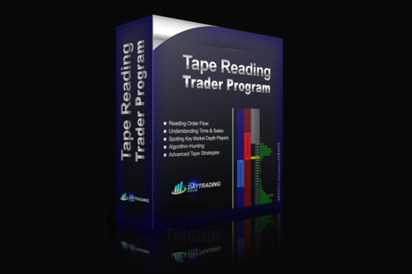 A trader analyzing a live stock market tape for trading insights.