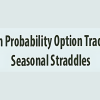 A trader analyzing seasonal straddle charts on a computer screen, planning high probability trades