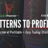 A trader analyzing stock charts with various technical patterns highlighted