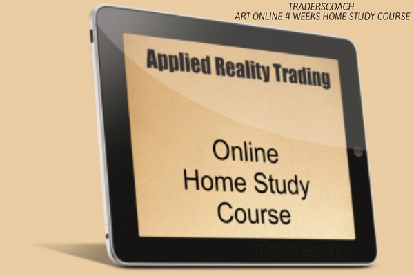 A trader engaging in an online home study course with trading charts and educational materials