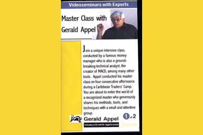 An illustration of Gerald Appel with financial charts and graphs in the background