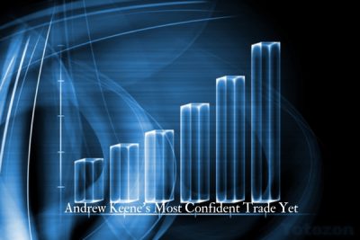 Andrew Keene analyzing market data for his most confident trade yet 1