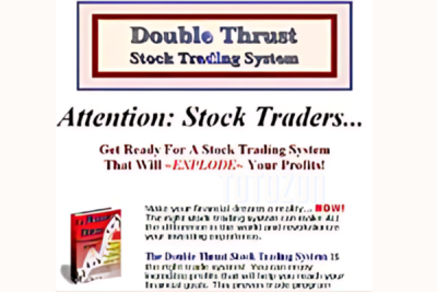 Chart illustrating the Double Thrust Stock Trading System with marked thrust and confirmation bars.