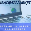 Illustration of traders programming in Python for trading