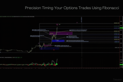 Image depicting a trader using Fibonacci retracement levels on a chart for options trading analysis