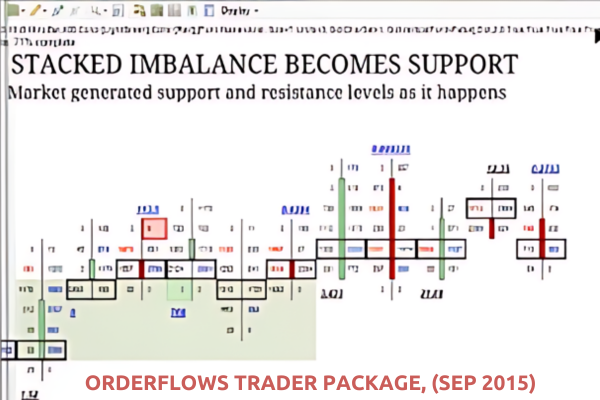 Image showing the OrderFlows Trader Package interface, highlighting its real-time market analysis features