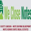 Note Buying Blueprint with Scott Carson from We Close Notes, highlighting strategies and tips for successful note buying