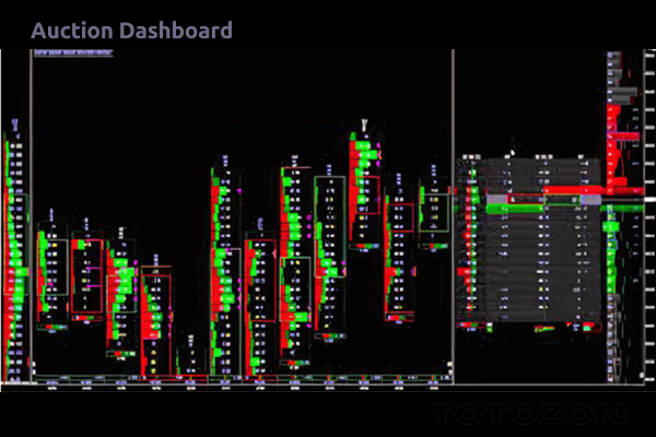 Screenshot of Auction Dashboard interface showing real-time market data and advanced trading tools