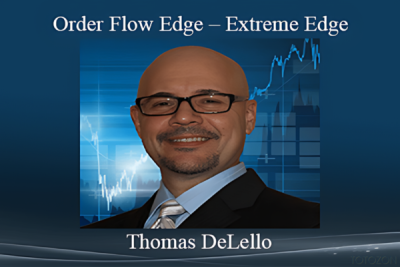 Trader analyzing order flow data on a computer screen, illustrating the Order Flow Edge strategy