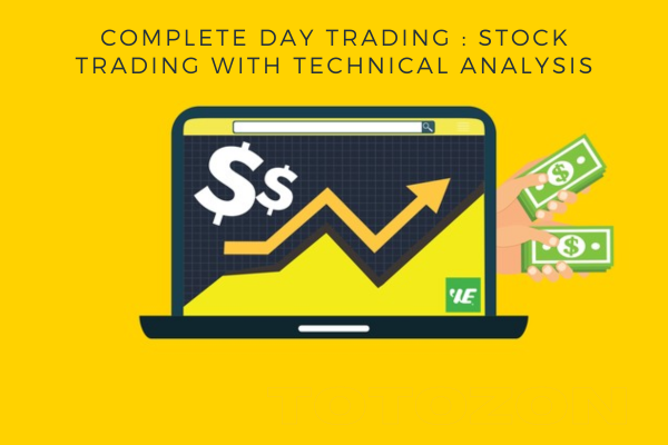 Trader analyzing stock charts with technical indicators on multiple screens.