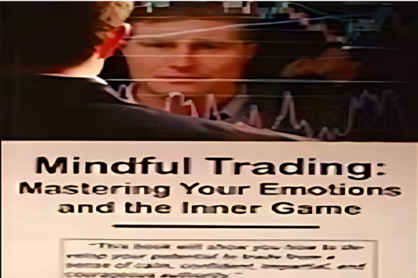 Trader practicing mindfulness with the Mindful Trading e-Workbook in front of trading screens