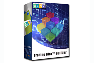 Trader using Trading Blox Builder 4.3.2.1 on a computer to develop and backtest trading strategies