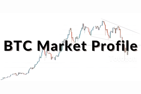 A trader analyzing BTC Market Profile charts, focusing on volume and price distribution to make informed trading decisions