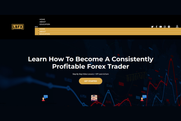 LBFX Academy platform showcasing training modules and live trading sessions