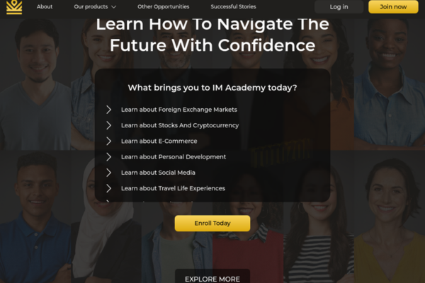 iMarketsLive Academy course dashboard showcasing various learning modules